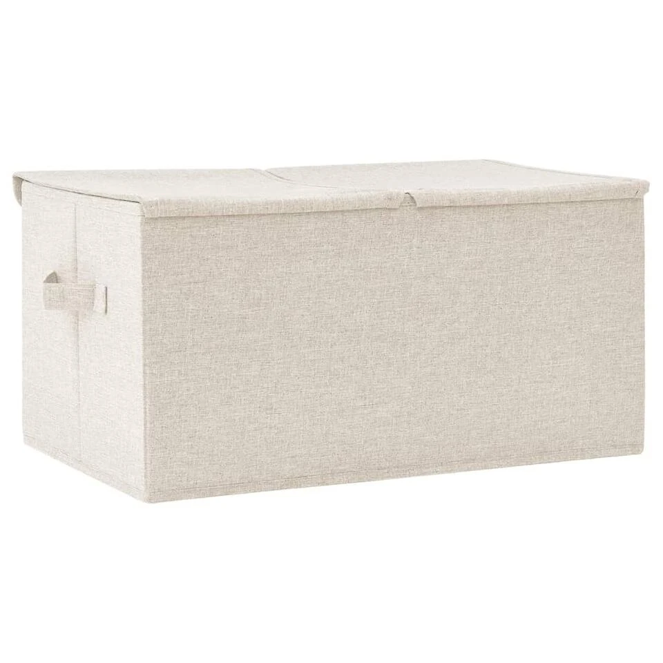 VidaXL Opbergbox 50x30x25 Cm Stof Crèmekleurig 6 VidaXL Opbergbox 50x30x25 Cm Stof Crèmekleurig - Afbeelding 4