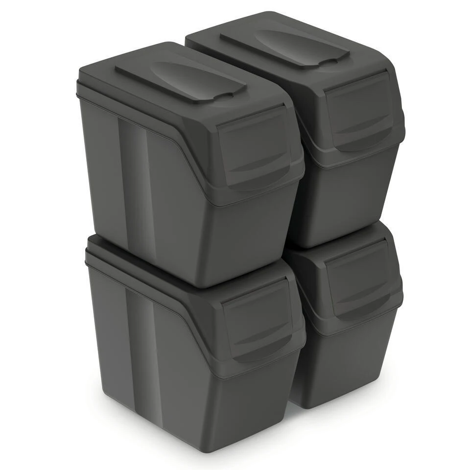 Prosperplast Afvalscheidingsbak - 4 St - Grijs - Kunststof - 20 L 4 Prosperplast Afvalscheidingsbak - 4 St - Grijs - Kunststof - 20 L - Afbeelding 2