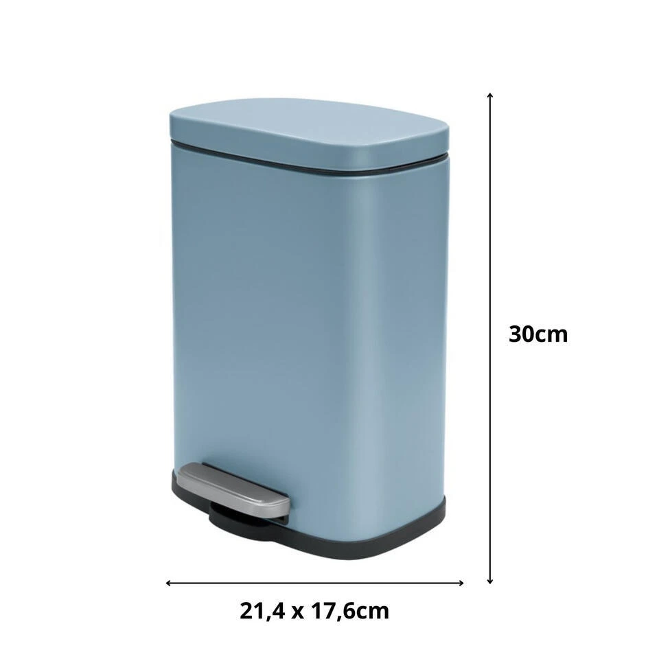 Spirella Pedaalemmer Venice - Blauw - 5L - Metaal - 21 X 30 Cm 4 Spirella Pedaalemmer Venice - Blauw - 5L - Metaal - 21 X 30 Cm - Afbeelding 2