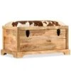 VidaXL Opbergbankje 80x44x44 Cm Echt Leer En Massief Mangohout -Opbergmeubels Winkel 1000005800