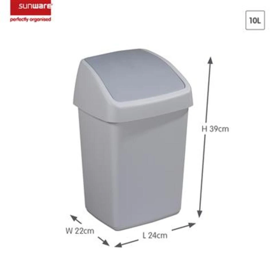 Delta Prullenbak Met Swingdeksel 10L Grijs 4 Delta Prullenbak Met Swingdeksel 10L Grijs - Afbeelding 2