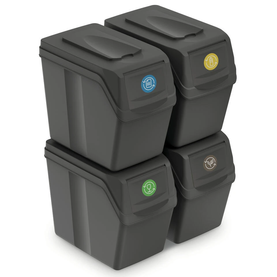 Prosperplast Afvalscheidingsbak - 4 St - Grijs - Kunststof - 20 L 3 Prosperplast Afvalscheidingsbak - 4 St - Grijs - Kunststof - 20 L