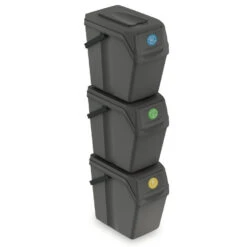 Prosperplast Afvalscheidingsbak - 3 St - Grijs - Kunststof - 25 L