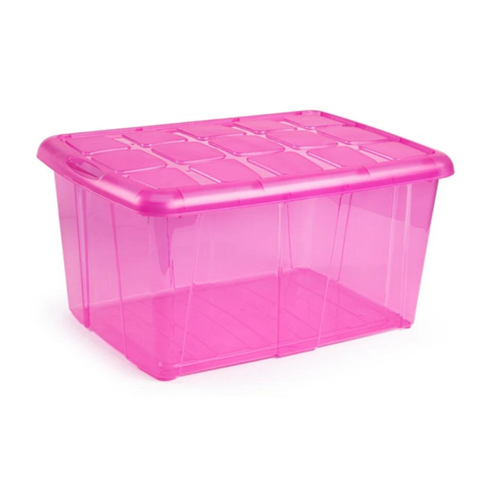 Forte Plastics Opberger - Met Deksel - Roze - 60 L - 63 X 46 X 32 Cm 3 Forte Plastics Opberger - Met Deksel - Roze - 60 L - 63 X 46 X 32 Cm