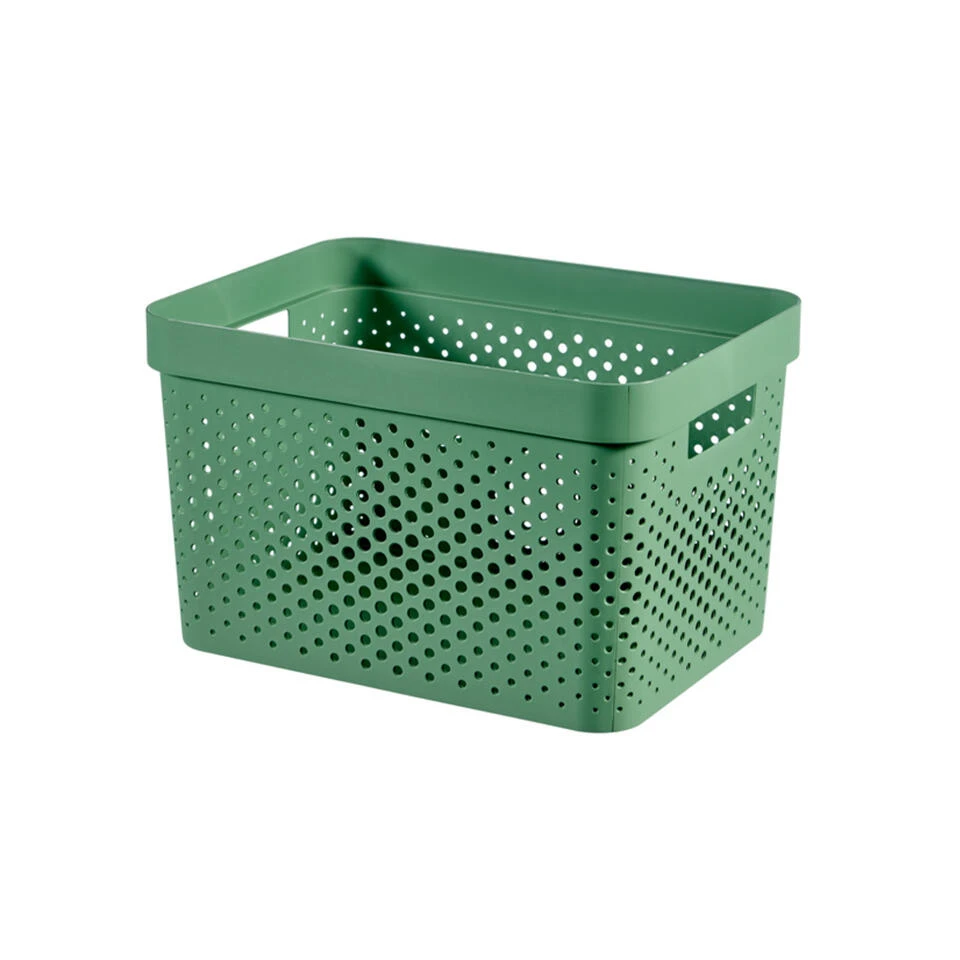 Curver Infinity Recycled Dots Opbergbox - 17L - 3 Stuks - Groen 6 Curver Infinity Recycled Dots Opbergbox - 17L - 3 Stuks - Groen - Afbeelding 4