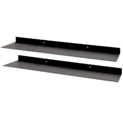 WOOOD Riley Wandplank - Metaal - Zwart - Set Van 2