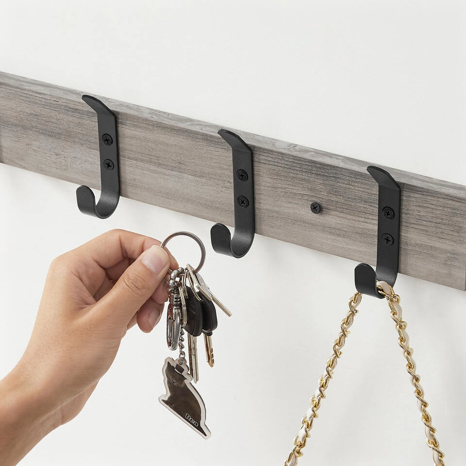 ACAZA Horizontale Kapstok Met 8 Zwarte Haken - 88 Cm Lang - Grijs 5 ACAZA Horizontale Kapstok Met 8 Zwarte Haken - 88 Cm Lang - Grijs - Afbeelding 3