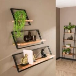 Hoyz - Wandschap Lean Set Van 3 - Acaciahout -Opbergmeubels Winkel 1000069337 0102