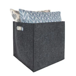 QUVIO Opbergbak Vilt Vierkant - Grijs