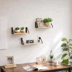 ACAZA Set Van 3 Wandplanken - 30, 35 En 40 Cm Lang - Licht Bruin 9 ACAZA Set Van 3 Wandplanken - 30, 35 En 40 Cm Lang - Licht Bruin -Opbergmeubels Winkel 1000073989 0103