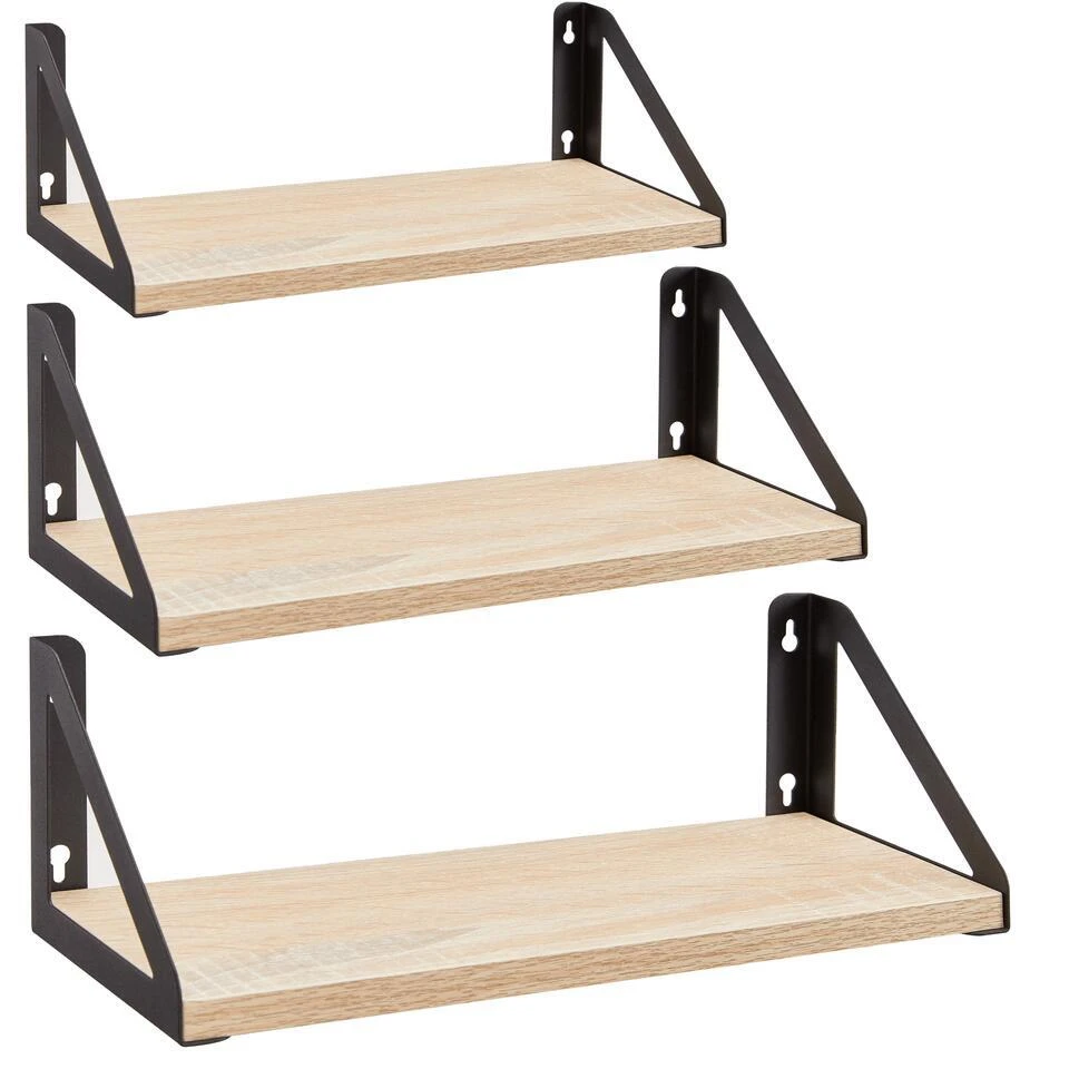 ACAZA Set Van 3 Wandplanken - 30, 35 En 40 Cm Lang - Licht Bruin 3 ACAZA Set Van 3 Wandplanken - 30, 35 En 40 Cm Lang - Licht Bruin