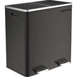 Songmics Prullenbak Met 2 Compartimenten - 2 X 30 L - Met Zwart