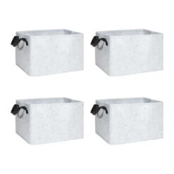 QUVIO Opbergbak Vilt Vierkant - Set Van 4 - Grijs