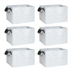 QUVIO Opbergmand Vilt - Grijs - Set Van 6