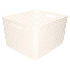 Forte Plastics Opbergmand - Gevlochten - Kunststof - Wit 34x40x23 Cm