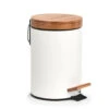Zeller Pedaalemmer - 3L - Wit - Metaal En Bamboe - 24 Cm 1 Zeller Pedaalemmer - 3L - Wit - Metaal En Bamboe - 24 Cm -Opbergmeubels Winkel 1000085449