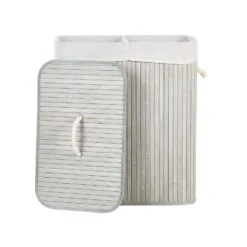 Beliani Mand KANDY - Grijs Bamboehout -Opbergmeubels Winkel 1000087126 0104