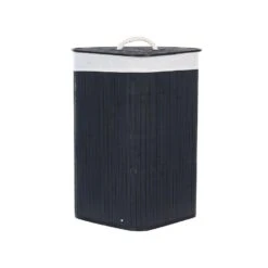 Beliani Mand MATARA - Zwart Bamboehout -Opbergmeubels Winkel 1000087132 0104