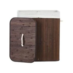 Beliani Mand KANDY - Donkere Houtkleur Bamboehout -Opbergmeubels Winkel 1000087138 0104