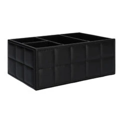 QUVIO Bureauorganizer Met 4 Vakken - PU Leer - Zwart