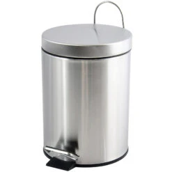 MSV Kleine Badkamer/toilet Pedaalemmer - Glans Zilver - 5L - 20 X 27cm