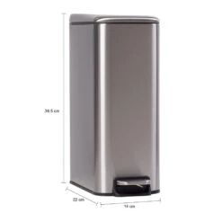 QUVIO Prullenbak - 8L - Metaal - Zilver 9 QUVIO Prullenbak - 8L - Metaal - Zilver -Opbergmeubels Winkel 1000099133 0103