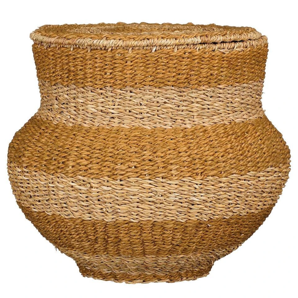 Mica Decorations Opbergmand Met Deksel - H48 X Ø55 Cm - Jute - Geel 3 Mica Decorations Opbergmand Met Deksel - H48 X Ø55 Cm - Jute - Geel