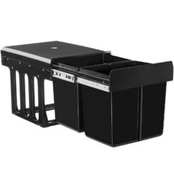 Tectake Inbouw Prullenbak Ashlyn, 2-voudige Scheiding, 30L, Telescooprails