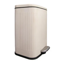 QUVIO Prullenbak 13 L - Rechthoekig Afgerond - Metaal - Beige