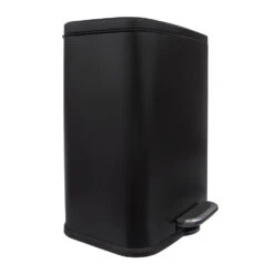 QUVIO Prullenbak 13 L - Rechthoekig Afgerond - Metaal - Zwart