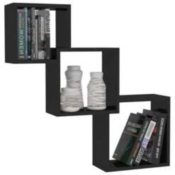 VidaXL Wandschappen Kubus 68x15x68 Cm Bewerkt Hout Hoogglans Zwart -Opbergmeubels Winkel 1131435756 0102