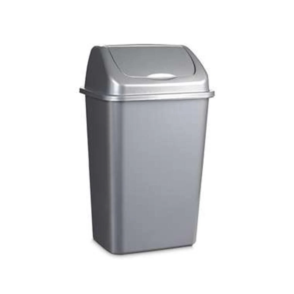 Forte Plastics Prullenbak - Zilver - Vuilnisbak Met Deksel - 15 L 3 Forte Plastics Prullenbak - Zilver - Vuilnisbak Met Deksel - 15 L