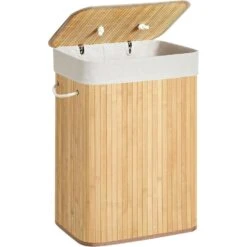 Songmics - Bamboe Opbergmand/ Wasmand - 72L - Naturel - EV
