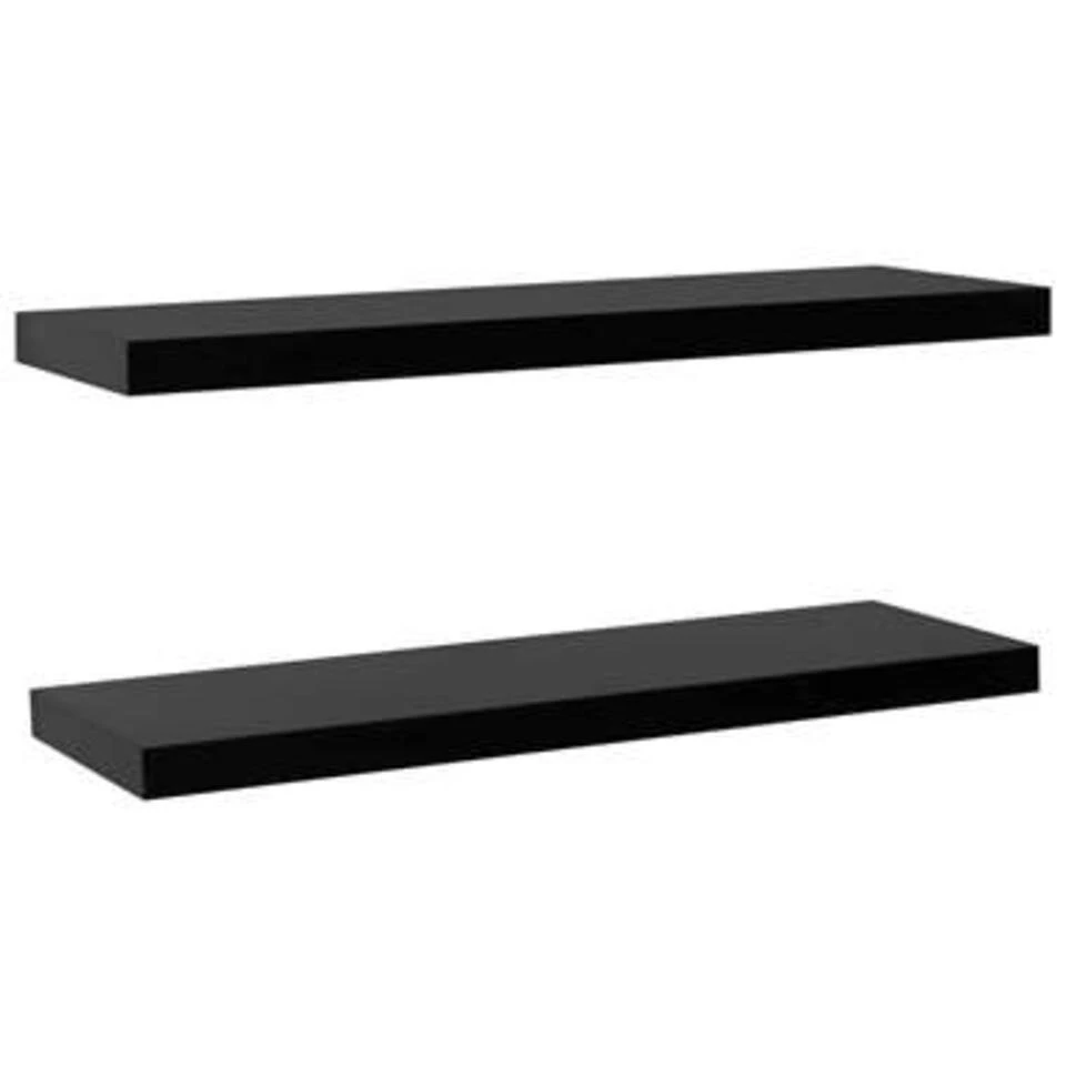 VidaXL - Wandschap - Zwart - MDF - 120 X 20 X 3.8 Cm - 2 Stuks 3 VidaXL - Wandschap - Zwart - MDF - 120 X 20 X 3.8 Cm - 2 Stuks