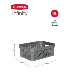 Curver Infinity Recycled Opbergbox - 11L - 3 Stuks - Grijs -Opbergmeubels Winkel 1775442214 0101