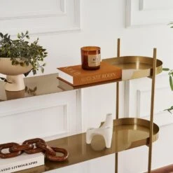 CALICOSY - Rek BLAIR - Gouden - 105x120x34 Cm -Opbergmeubels Winkel 2236c0d7f20640dd906842b20f14812b