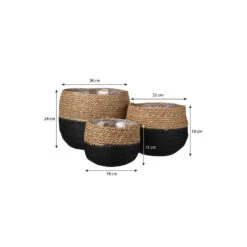 Mica Decorations Jorck Mand Voor Planten - Set Van 3 - Zwart -Opbergmeubels Winkel 38a9cadeba4f4a5994bdf347a593acde