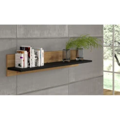 NUKA G Wandplank 100 Cm Artisan Eiken Zwart Mat -Opbergmeubels Winkel 41375b18439e46378f3210671bcb3b7d