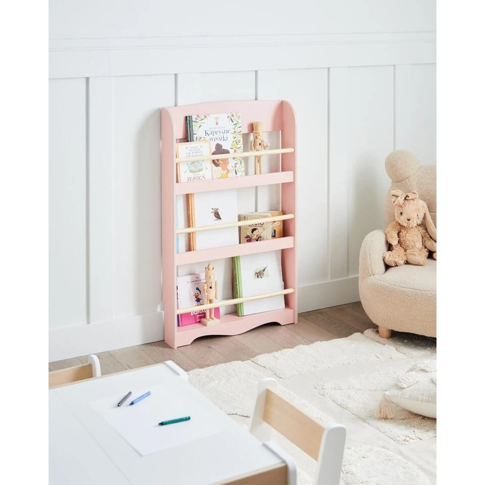 LILOET - Wandboekenkast - Pastelroze - MDF 4 LILOET - Wandboekenkast - Pastelroze - MDF - Afbeelding 2