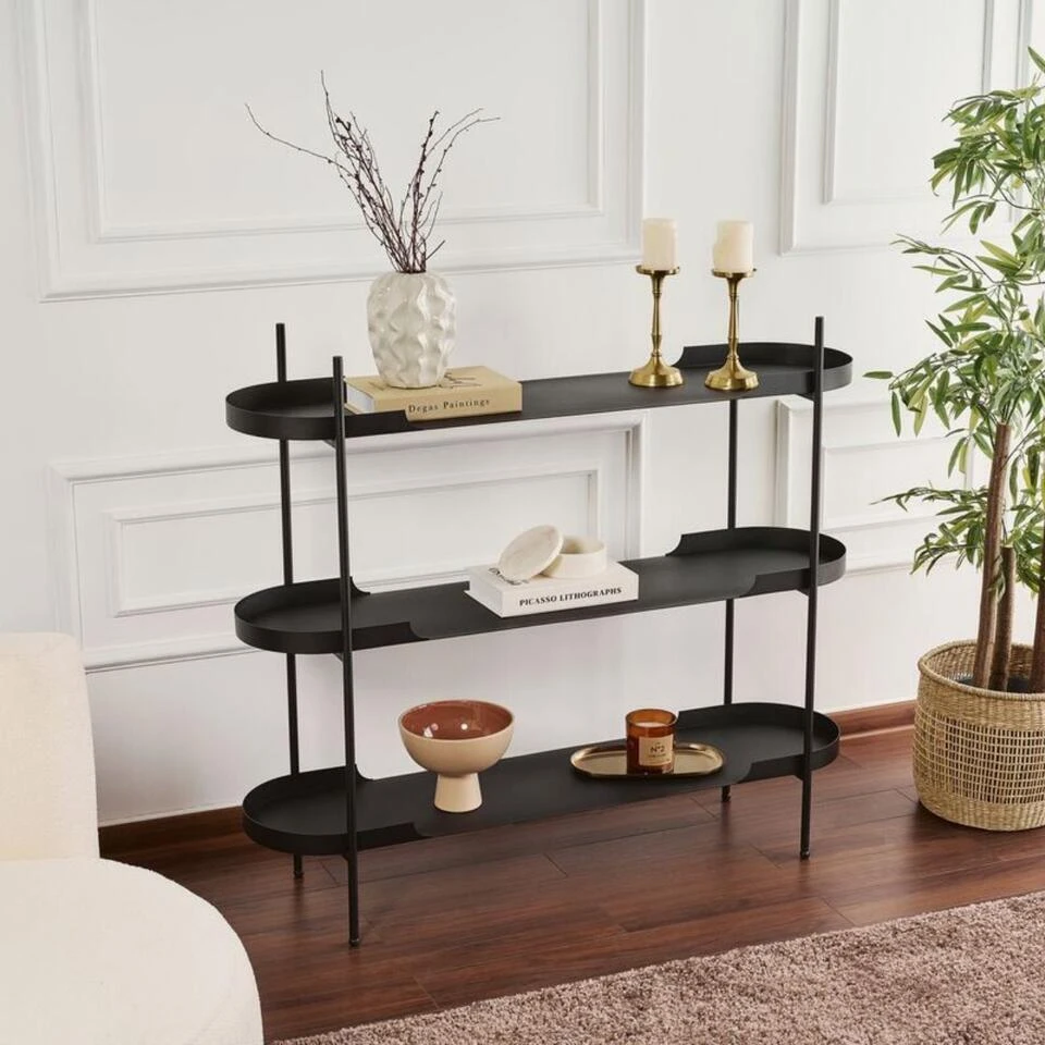 CALICOSY - Rek BLAIR - Zwart - 105x120x34 Cm 4 CALICOSY - Rek BLAIR - Zwart - 105x120x34 Cm - Afbeelding 2