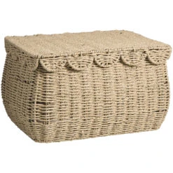 Mand Moda Met Deksel - Bruin - 32x42x25 Cm