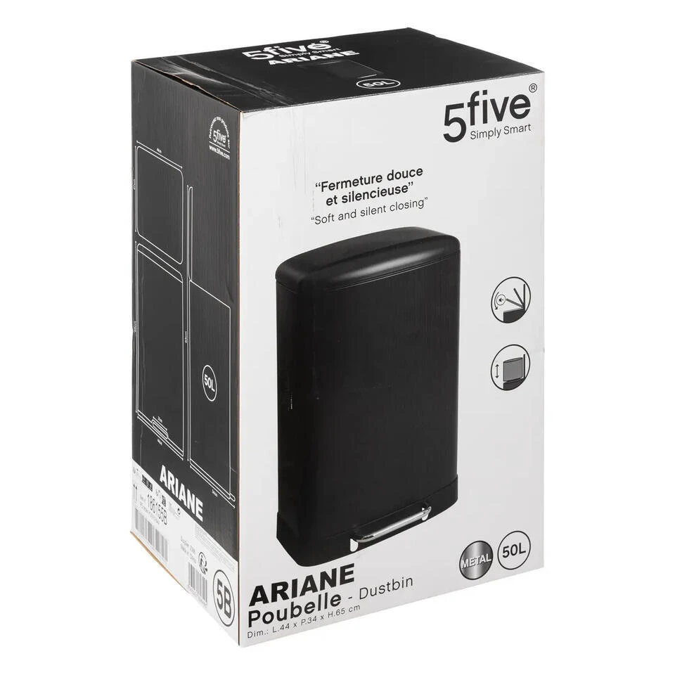 Prullenbak/pedaalemmer - Zwart - Metaal - 50L - 44 X 37 X 66 Cm 8 Prullenbak/pedaalemmer - Zwart - Metaal - 50L - 44 X 37 X 66 Cm - Afbeelding 6