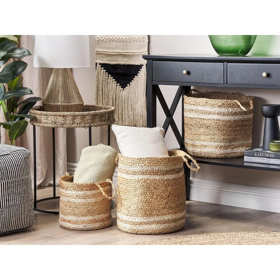 Beliani Mand ZHOB - Natuurlijk Jute 4 Beliani Mand ZHOB - Natuurlijk Jute - Afbeelding 2