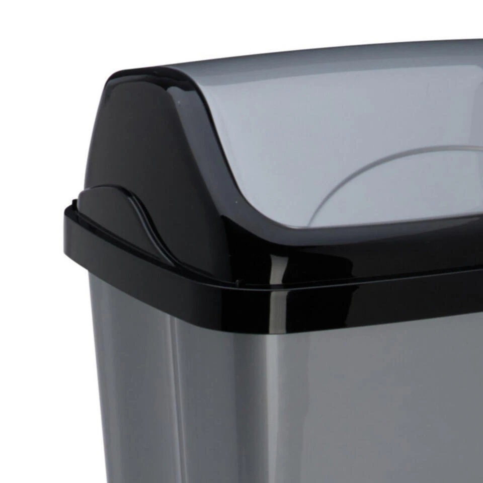 Merkloos Storage Solutions Afvalemmer - 10L - Grijs/zwart - Klep Deksel 4 Merkloos Storage Solutions Afvalemmer - 10L - Grijs/zwart - Klep Deksel - Afbeelding 2
