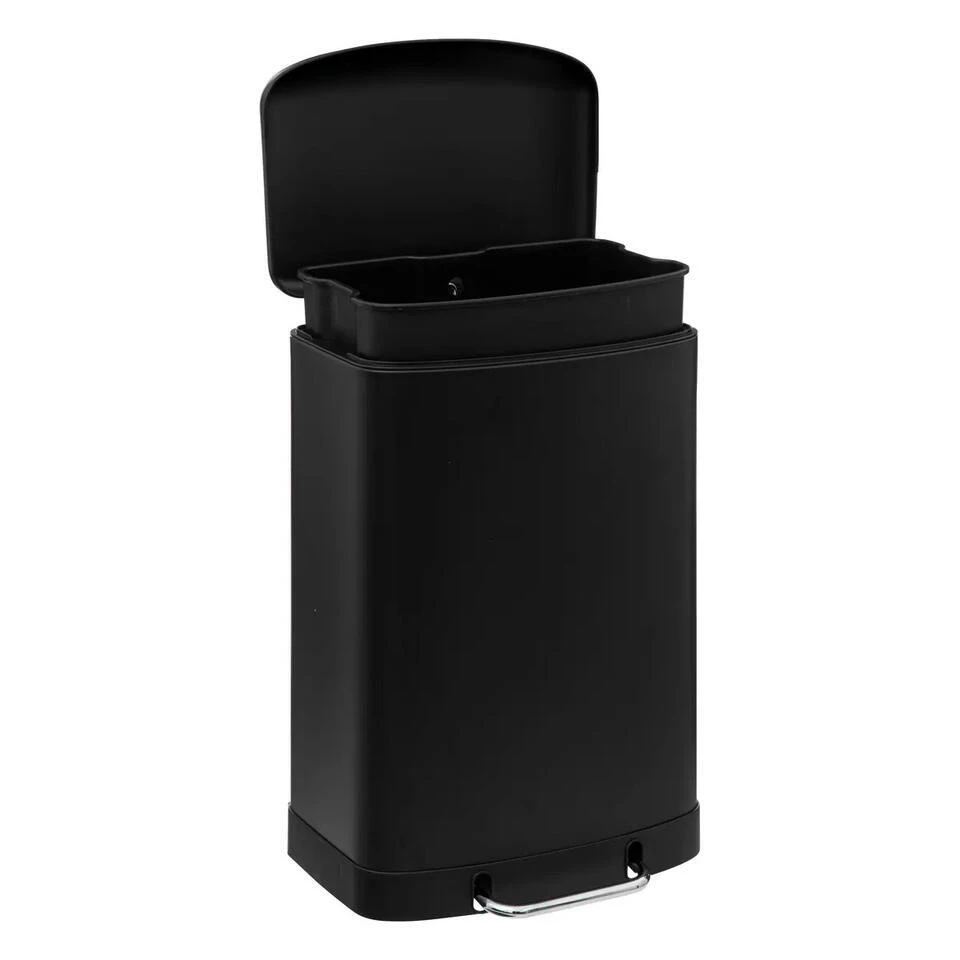 Prullenbak/pedaalemmer - Zwart - Metaal - 50L - 44 X 37 X 66 Cm 6 Prullenbak/pedaalemmer - Zwart - Metaal - 50L - 44 X 37 X 66 Cm - Afbeelding 4