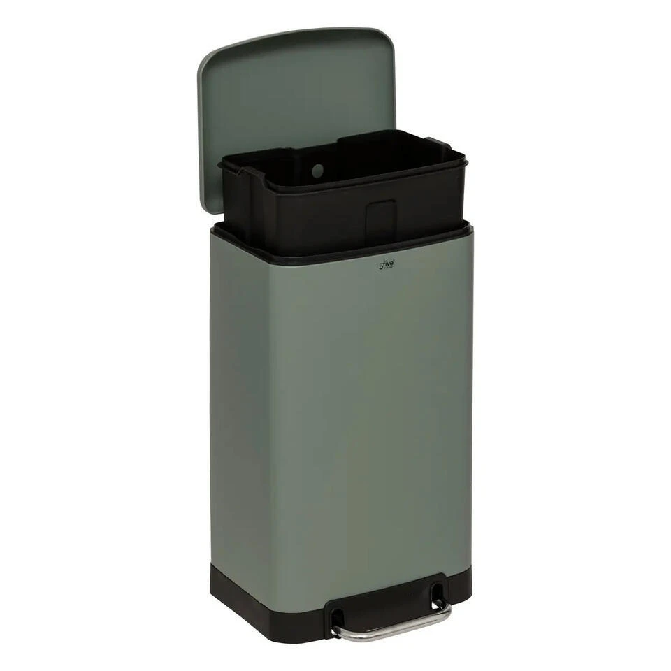 5Five Prullenbak/pedaalemmer - Groen - Metaal - 30L - 34 X 61 Cm 5 5Five Prullenbak/pedaalemmer - Groen - Metaal - 30L - 34 X 61 Cm - Afbeelding 3