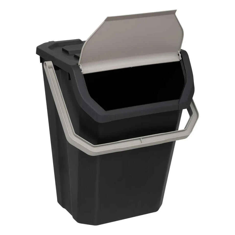 5Five Afvalbak/vuilnis Klepdeksel - Kunststof - Zwart - 37L 4 5Five Afvalbak/vuilnis Klepdeksel - Kunststof - Zwart - 37L - Afbeelding 2