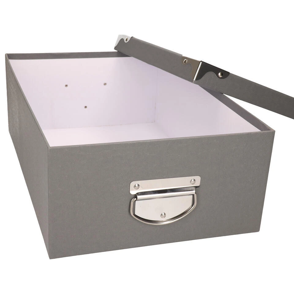 5Five Opbergdoos/box - Grijs - L36 X B24.5 X H12.5 Cm - Stevig Karton 4 5Five Opbergdoos/box - Grijs - L36 X B24.5 X H12.5 Cm - Stevig Karton - Afbeelding 2