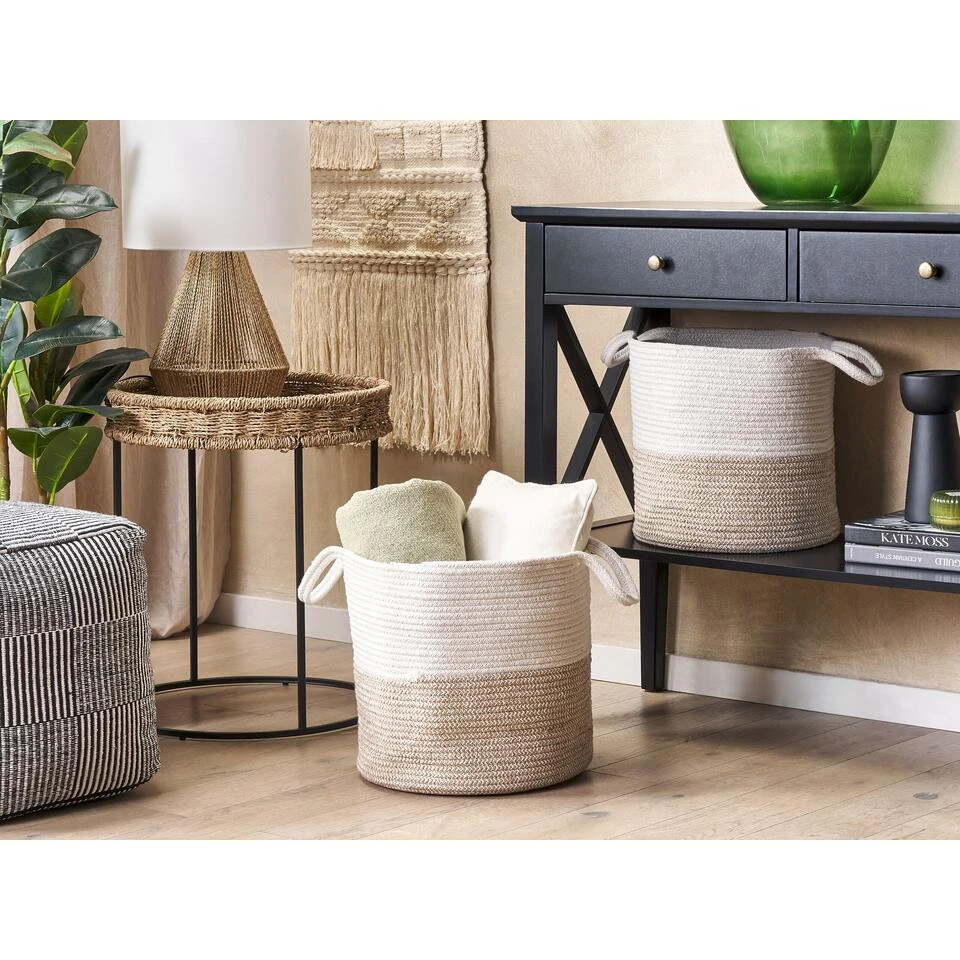 Beliani Mand PAZHA - Beige Katoen 4 Beliani Mand PAZHA - Beige Katoen - Afbeelding 2