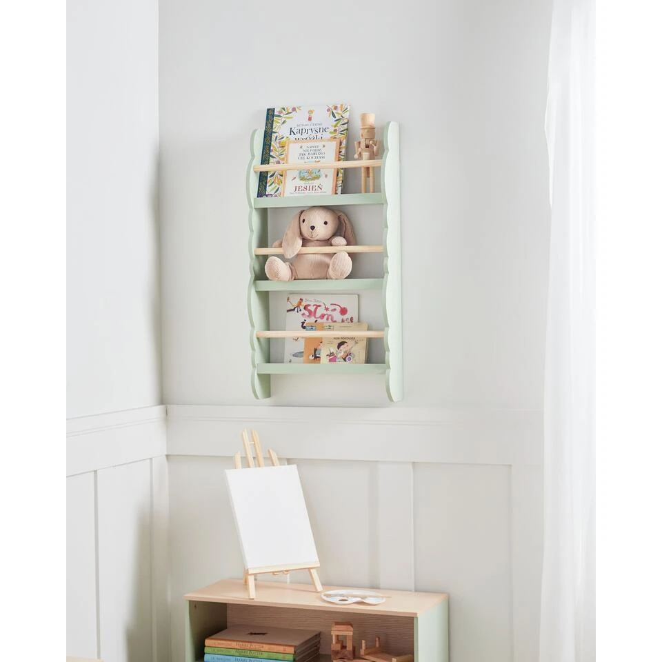 RIGOLET - Wandboekenplank - Lichtgroen - MDF 4 RIGOLET - Wandboekenplank - Lichtgroen - MDF - Afbeelding 2